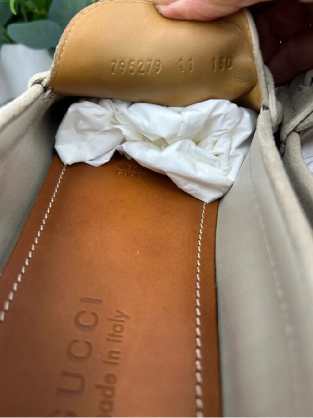 SOLD !!!! Men’s Gucci oatmeal GG Schweid driver loafer size 11 fits 12 US - Picture 10 of 11